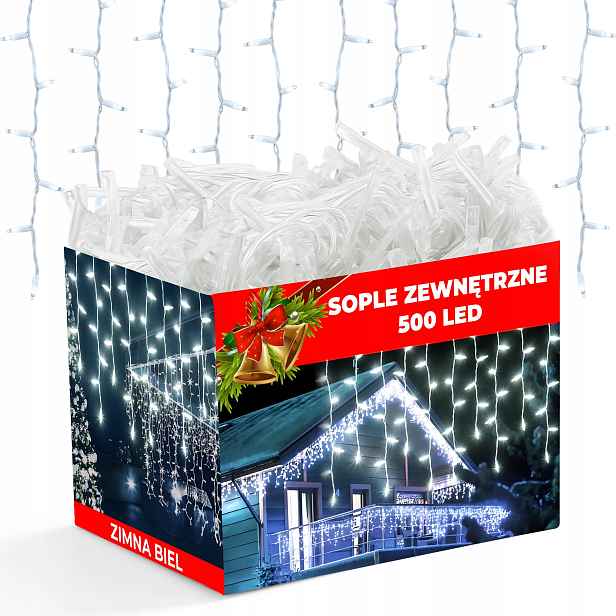 Sople Flash vánoční osvětlení na stromeček Led 500 bílá 21 m světelný závěs RS-510W