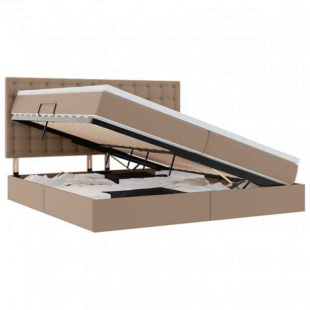 vidaXL Postel s úložným prostorem Cappuccino 200 x 200 cm Umělá kůže