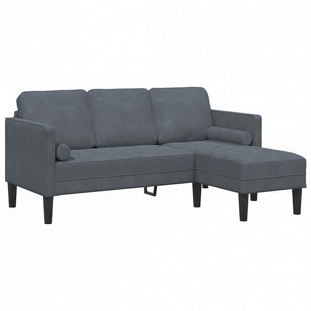 vidaXL Set pohovek s polštářem Tmavě šedá Polyester