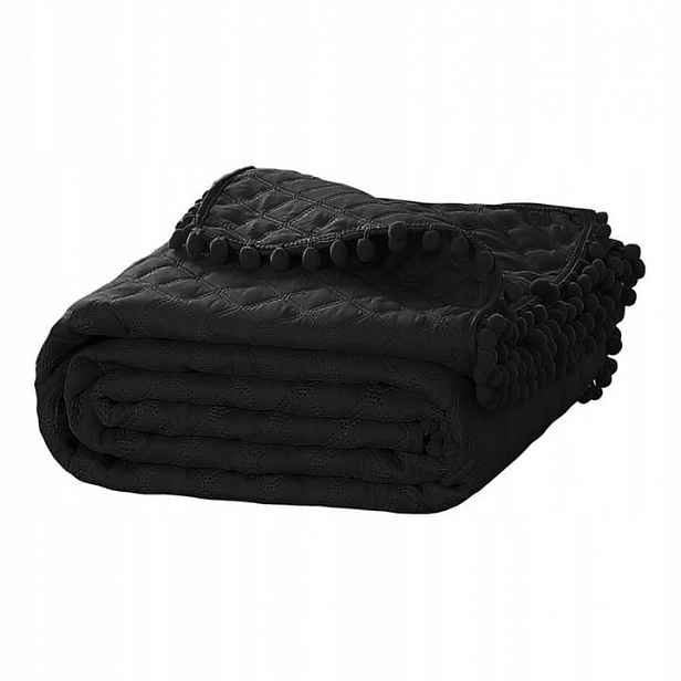Černá Prošívaný Přehoz s Bambule 160x220 Pompoo