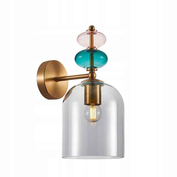 Nástěnná lampa Zlatá Ocel Akryl 34 cm E27 Široká Busco Italux