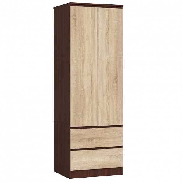 Šatní skříň se šuplíky 60 cm WREN - wenge / dub sonoma