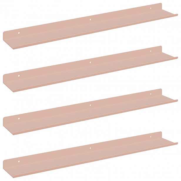 vidaXL Plovoucí police 4 ks Růžová 60 x 8,5 x 2,5 cm Ocel