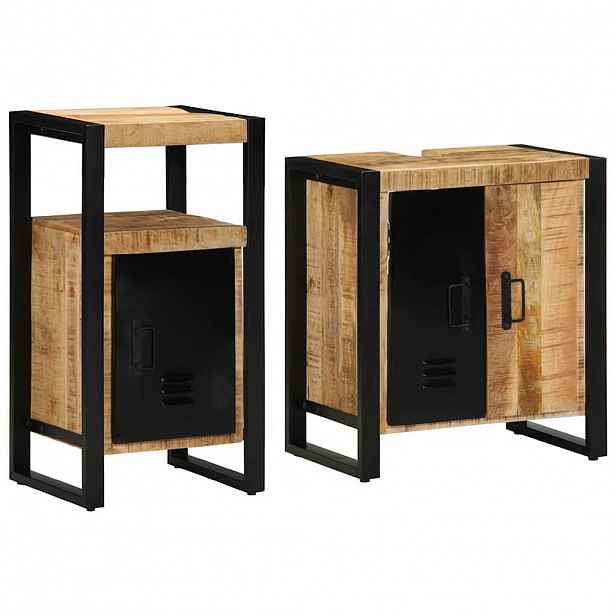 vidaXL Sada koupelnového nábytku 2 ks Hnědá a černá 55 x 35 x 60 cm