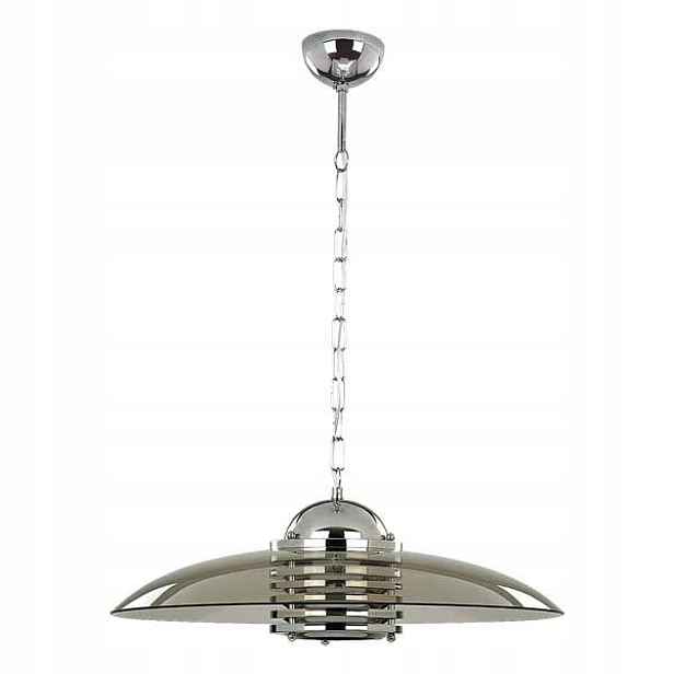 Závěsná lampa chrom skleněná kouřová kulatý 48 cm do obývacího pokoje Alfa