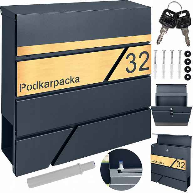 Poštovní Schránka Na Korespondenci S Číslem Laminát Ocel Kartáčovaná