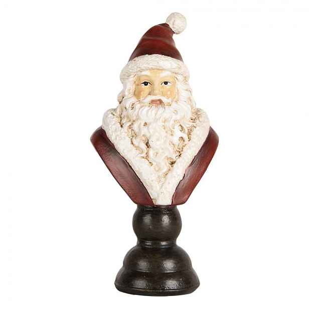 Červeno-bílá vánoční dekorace busta Santa - 7*5*15 cm Clayre & Eef