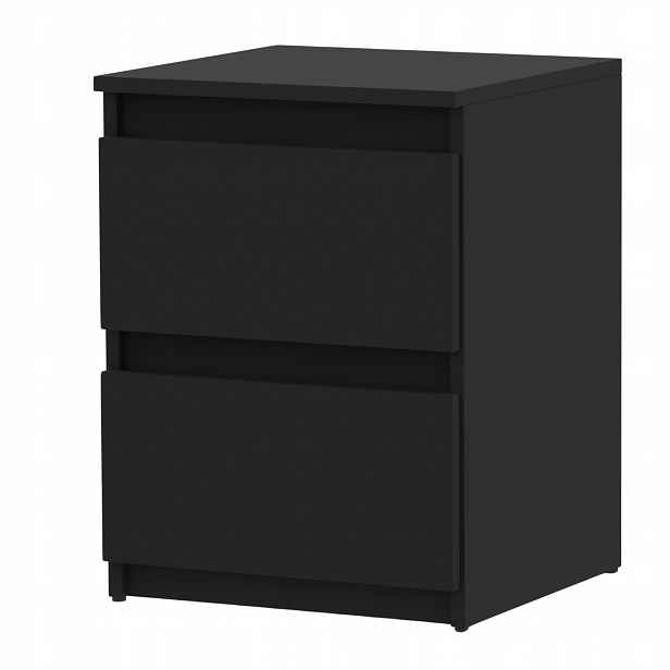 Noční Stolek Černý 40 CM 2 Zásuvky Velký Vysoký Noční Stolek Nakastlik Loft