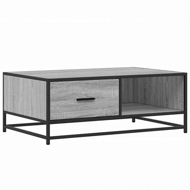 vidaXL Konferenční stolek šedý sonoma 90 x 57 x 35 cm kompozit a kov