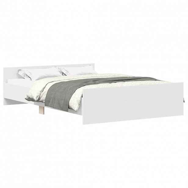 vidaXL Rám postele s hlavovým a nožním čelem bílý 150 x 200 cm