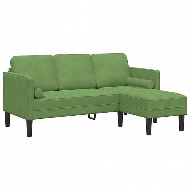 vidaXL Set pohovek s polštářem Světlá zelená Polyester