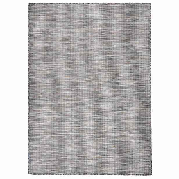 vidaXL Venkovní hladce tkaný koberec 200x280 cm hnědý a modrý