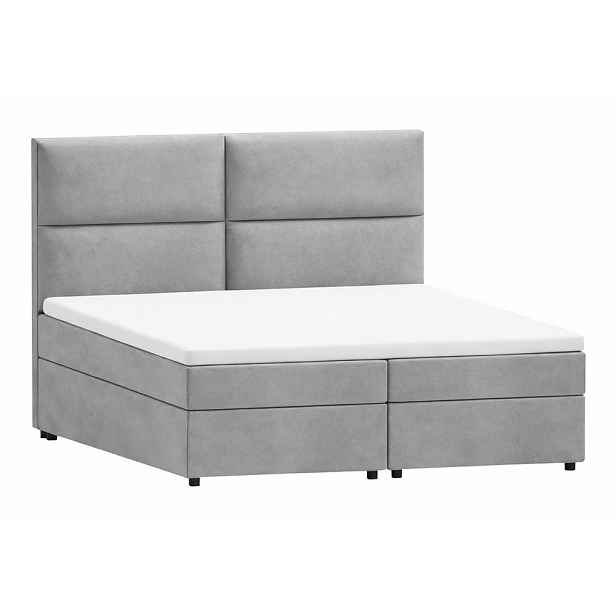 Světle šedá boxspring postel s úložným prostorem 180x200 cm Rico – Ropez