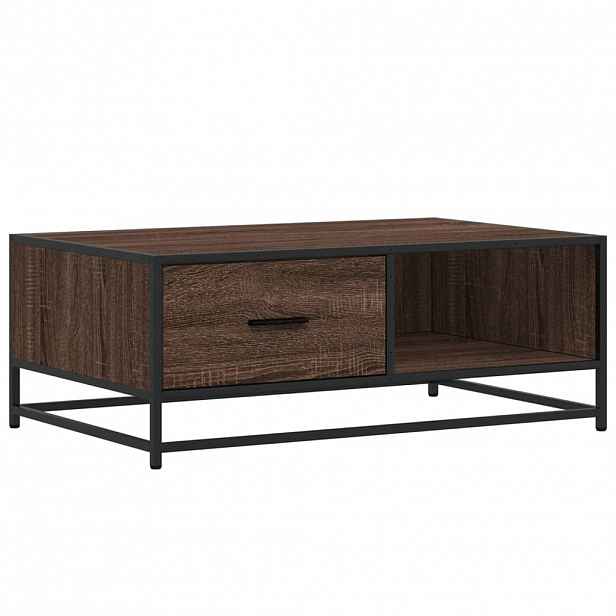vidaXL Konferenční stolek hnědý dub 90 x 57 x 35 cm kompozit a kov