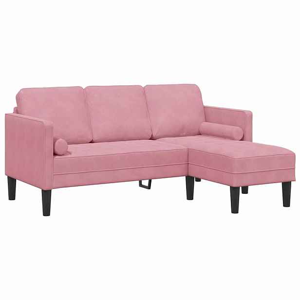vidaXL Set pohovek s polštářem Růžová Polyester