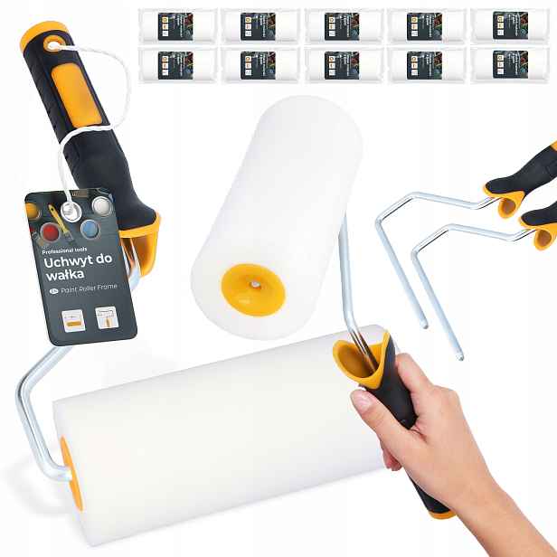 10 x Malířský Váleček Pěnový 18 cm Malování Barvy laku Houbová rukojeť H0