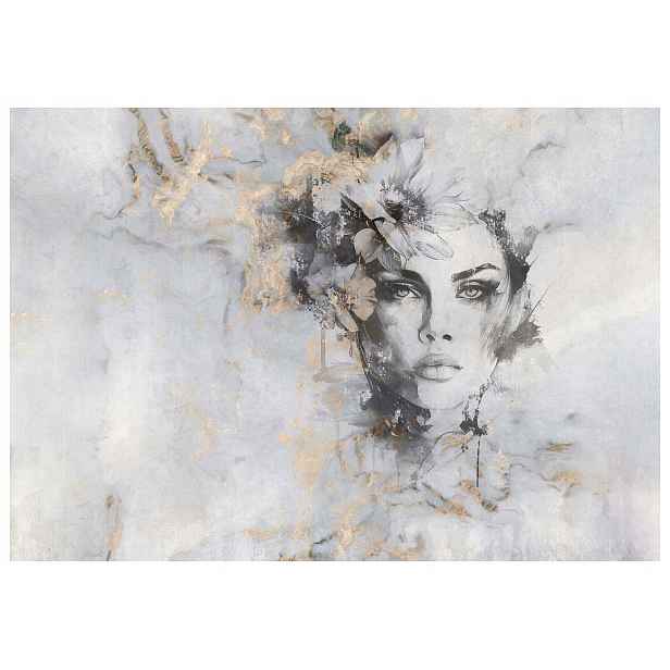 Fototapeta Žena květiny portrét černá bílá zlato vinylová 208x146 lepidlo