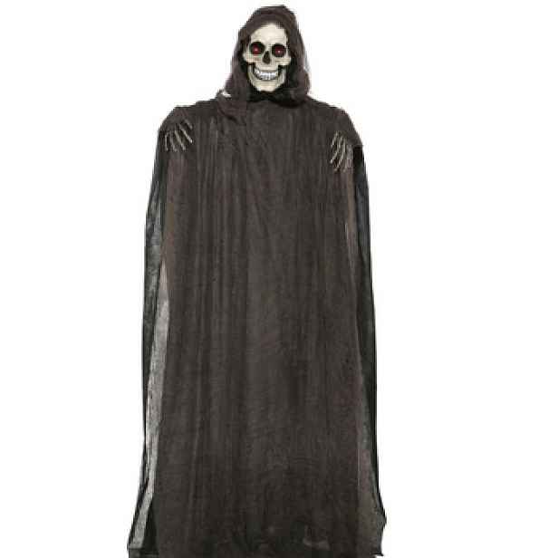 Interaktivní kostlivec 175 cm, dekorace na stojanu Halloween kostlivec