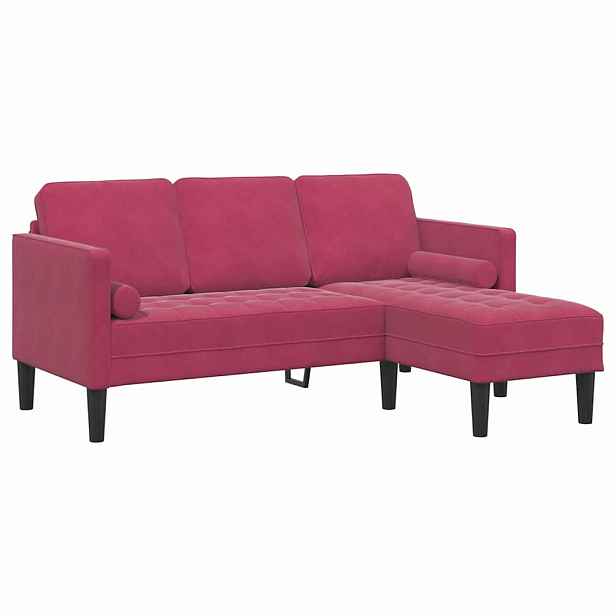 vidaXL Set pohovek s polštářem Víno Červené Polyester