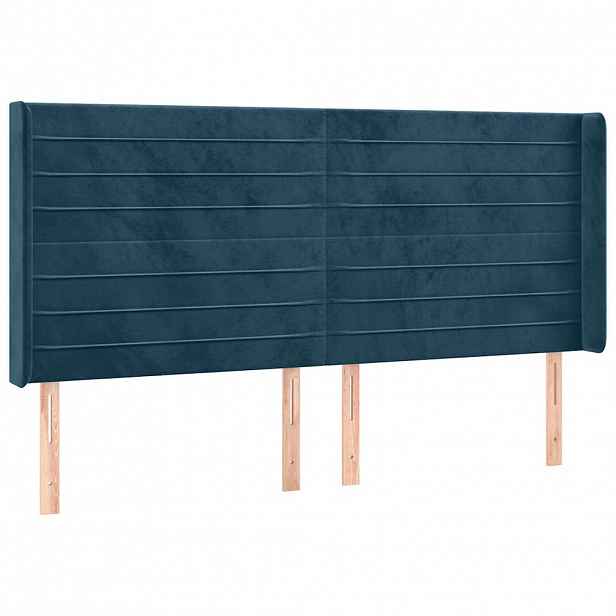 vidaXL Čelo postele typu ušák tmavě modrá 163x16x118/128 cm samet