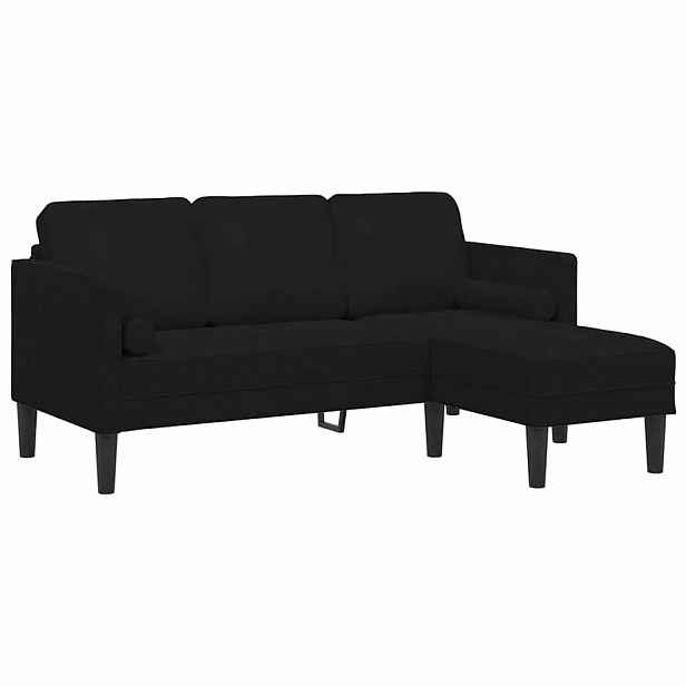 vidaXL Set pohovek s polštářem Černá Polyester