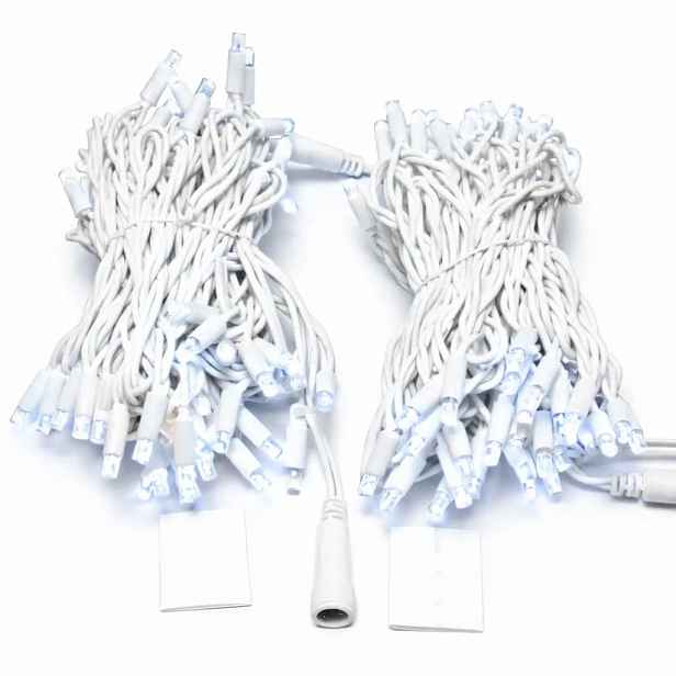 Easy Fix LED světelný řetěz, 20 m, venkovní, ledově bílá, 120 diod, bílý kabel, IP67