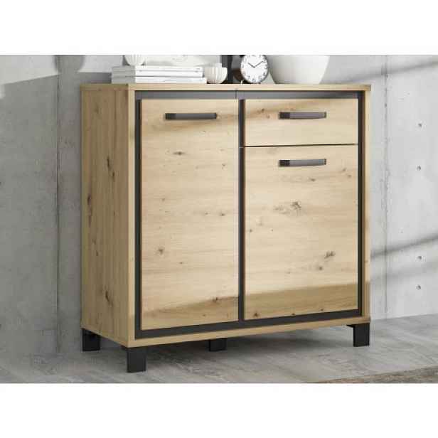 Komoda Trondheim 91 cm, dub artisan/dub černý