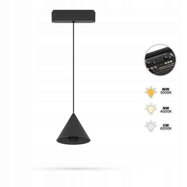 Lampa kuželová 6W MD90 Slim Track FiberFLEX 24VDC 3CCT 3000K, 4000K, 6000K