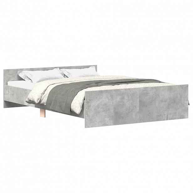 vidaXL Rám postele s hlavovým a nožním čelem betonově šedý 150x200 cm