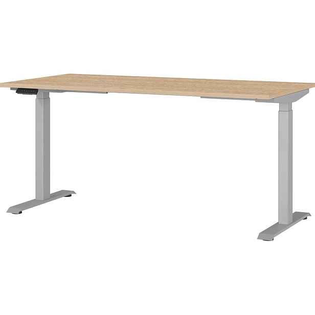 Polohovací pracovní stůl s elektricky nastavitelnou výškou s deskou v dubovém dekoru 80x160 cm Jet – Germania