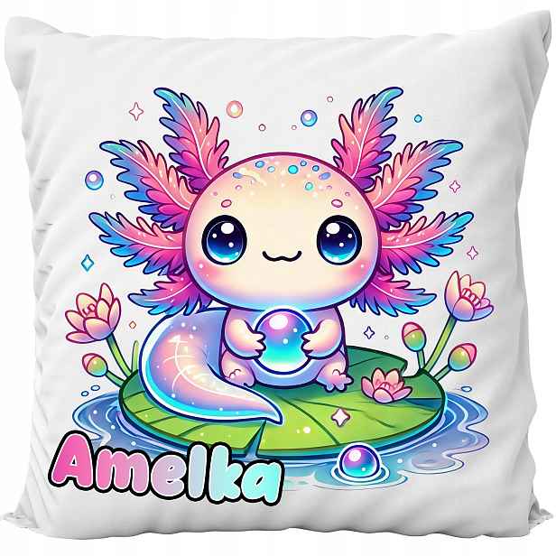 Polštář Bílý Sladká Zvířátka Axolotl Dárek Jméno