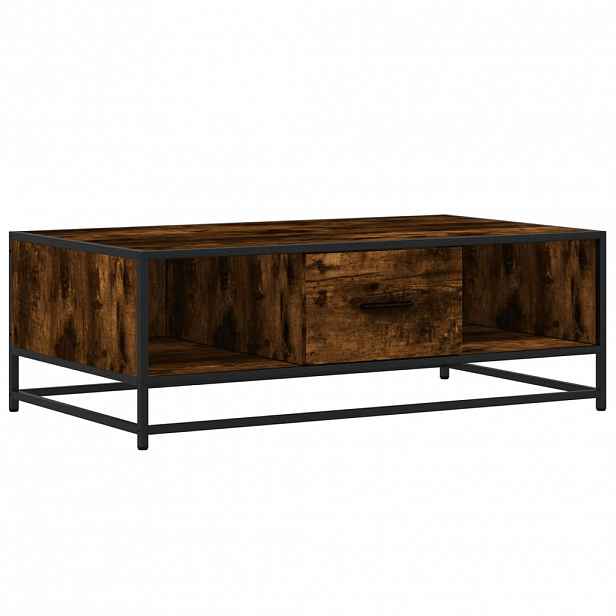 vidaXL Konferenční stolek kouřový dub 100 x 57 x 35 cm kompozit a kov