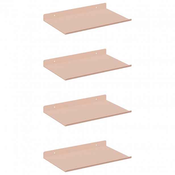 vidaXL Plovoucí police 4 ks Růžová 30 x 18 x 2,5 cm Ocel