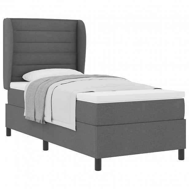 vidaXL Postel s boxspringem s matrací Tmavě šedá 80 x 200 cm textil