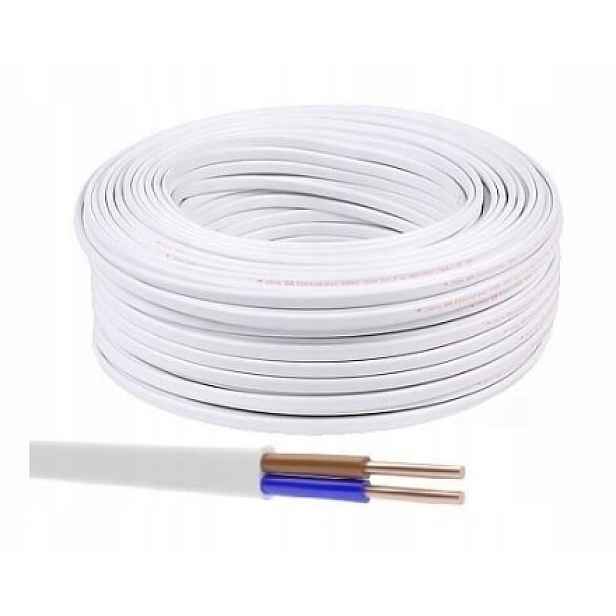 Instalační kabel YDYp 2X1,5 450/750V plochý drát bílý Elpar 100 Metrů