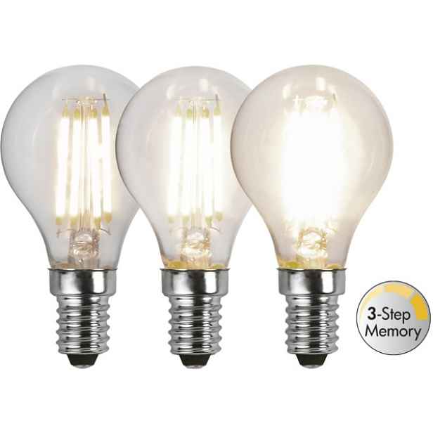 LED žárovka se stmíváním E14 P45 Star Trading Clear 3-Step Memory - čirá
