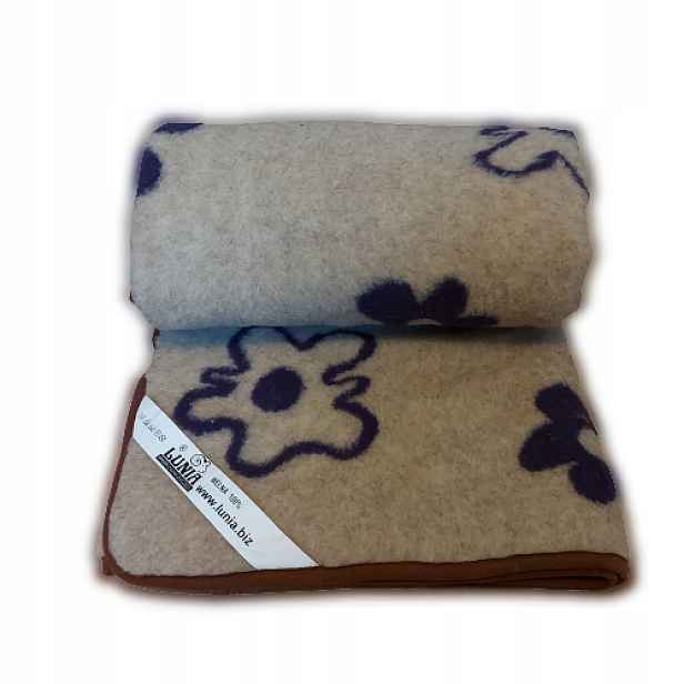 Vlněná deka 155/200 Vlna 100% Merino Květiny