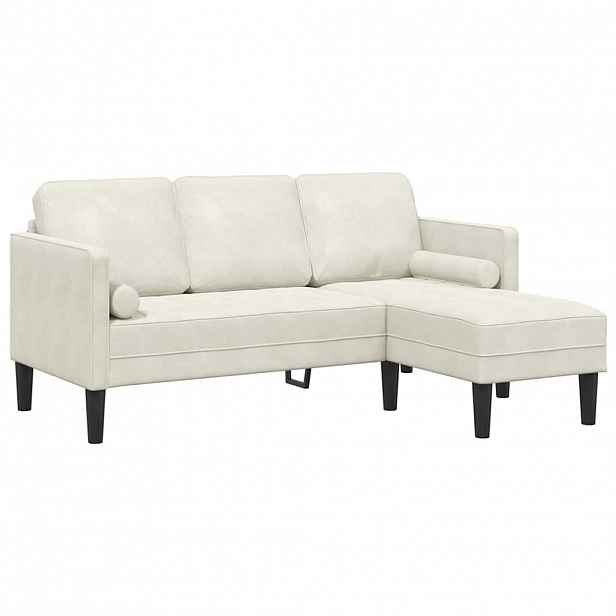 vidaXL Set pohovek s polštářem Krémová Polyester