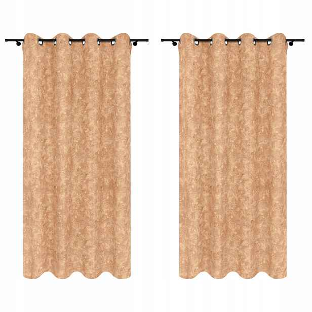 Oranžové Záclony Na Oka Kolečka 140x250 CM 2 Kusy Kamenný Vzor