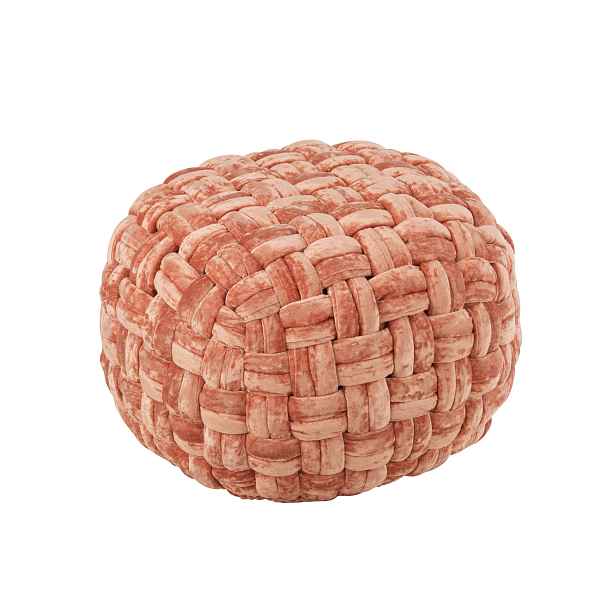 Růžovo-oranžový kulatý proplétaný puf Crocheted - Ø 48*35 cm J-Line by Jolipa