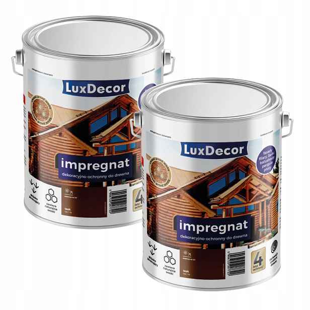 Sada 2 Ks Luxdecor Ochranný A Dekorační Impregnát Na Dřevo 2,7 L Teak