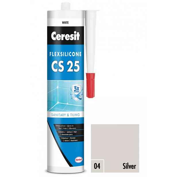 Silikon sanitární Ceresit CS25 04 stříbrný 280 ml