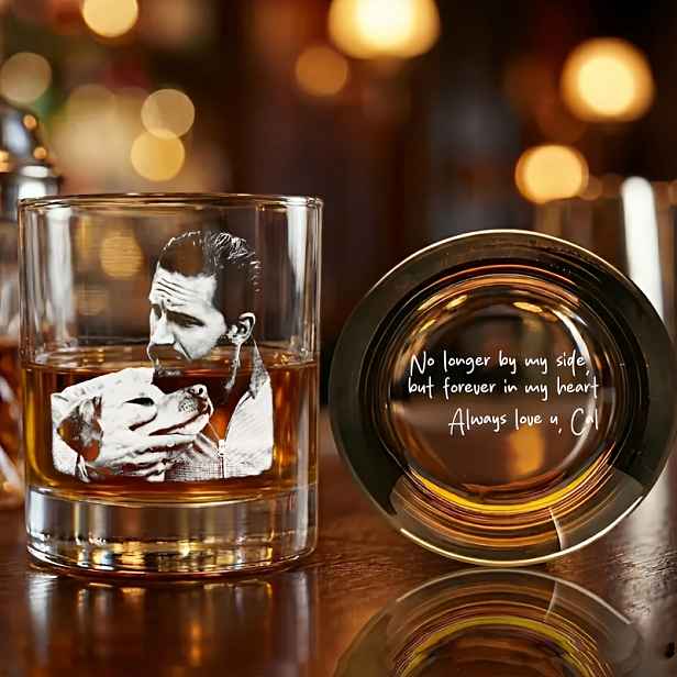 TEMU Vlastní fotografie na sklenici na whisky, Nápad na dárek pro tátu, Gravírování fotografie na sklenici na whisky, Dárek ke Dni otců, Vygravírujte
