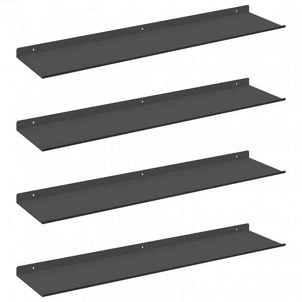 vidaXL Plovoucí police 4 ks Černý 80 x 18 x 2,5 cm Ocel