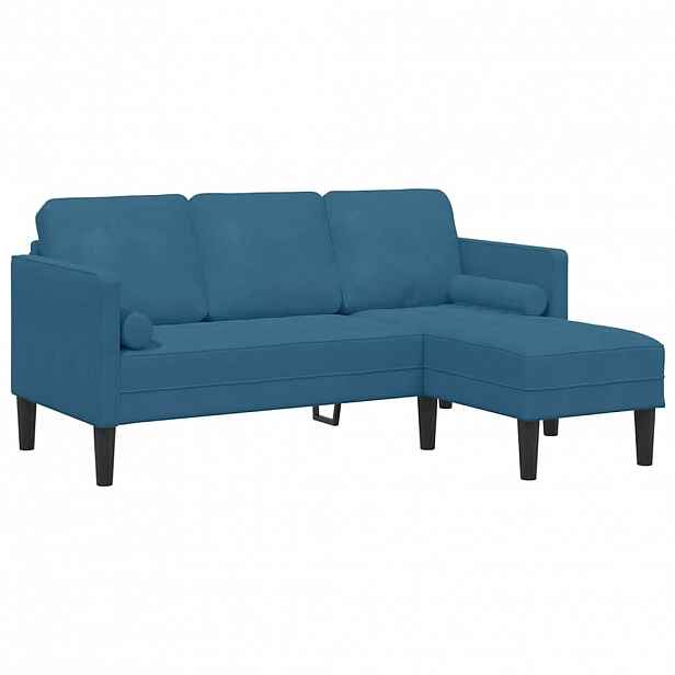 vidaXL Set pohovek s polštářem Modrá Polyester