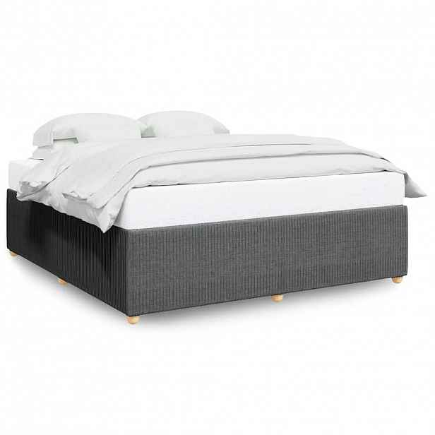 vidaXL Rám postele bez matrace tmavě šedý 200 x 200 cm textil