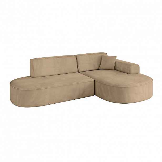ALTDECOR ROHOVÁ SEDACÍ SOUPRAVA s otomanem vpravo MARI-L1 – 243 x 171 x 79 cm, šedohnědá, velur