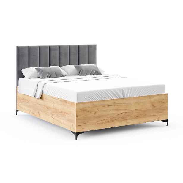 FDM Postel Sierra se zvedacím roštem Paris šedá/dub craft, velikost 180x200