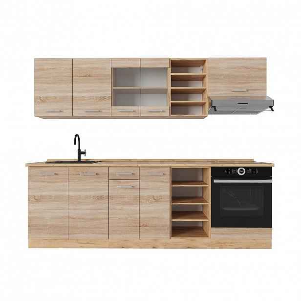 Vicco KUCHYŇSKÝ KOUT R-Line Dub Sonoma/Goldkraft 240 cm bez pracovní desky