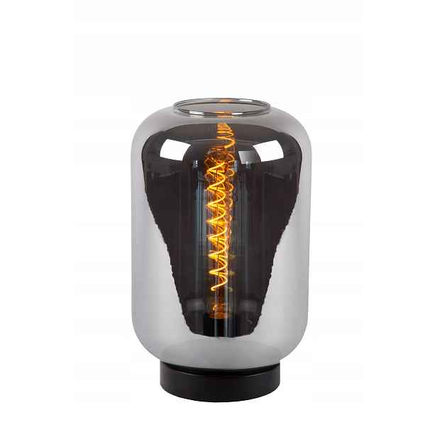 Stolní lampa černá skleněná kouřová lampa do předsíně obývacího pokoje Lucide